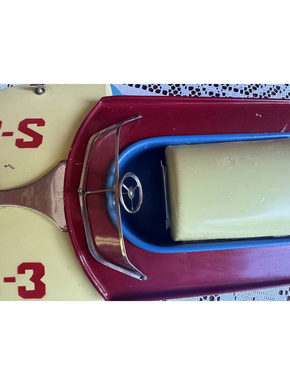Vintage Metal Hydroplane Occupied Japan Tin Toy Speedboat S-3